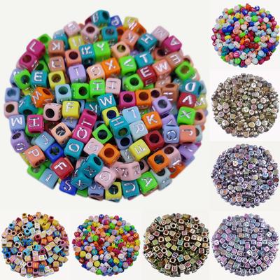 50Pcs 6/7mm Manuelle Zubehör Bunte Brief Lose Perlen DIY Handwerk Für Schmuck Machen Armband Machen Halsketten Machen