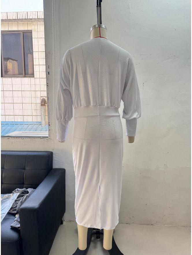 European & American Pleated Batwing Sleeve Midi Dress - 2025 Fashion Collection