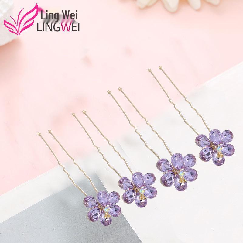 Korean U-Shaped Rhinestone Hairpin for Hanfu Hair Buns