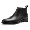 Sharp pointed Chelsea boots men's zipper leather British high top formal leather shoes fur integrated men's shoes boots
