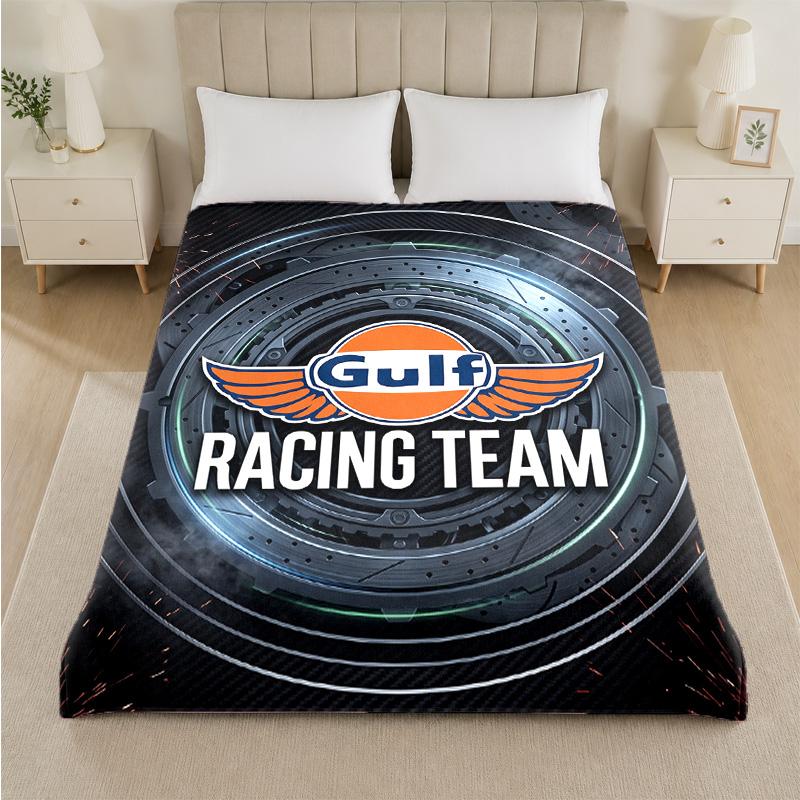 Gulf Print Flannel Blanket Cozy Lightweight Plush Throw Blanket For Bed Sofa Household Use