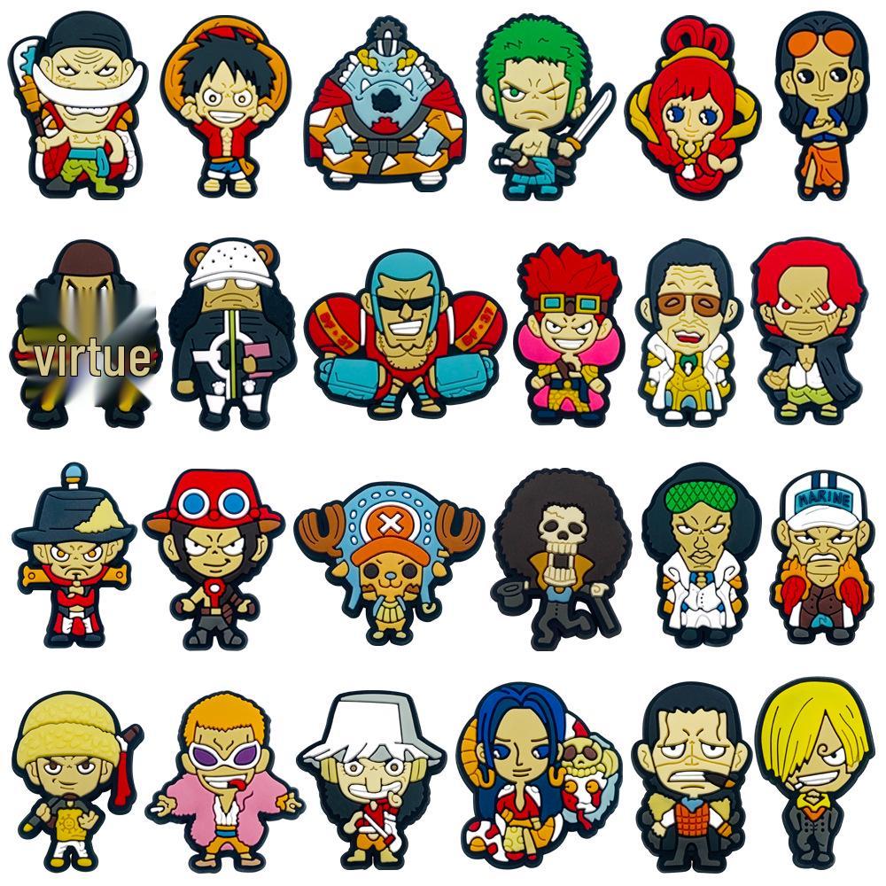 One Piece Crocs Charms: PVC Soft Rubber Floral Shoe Accessories
