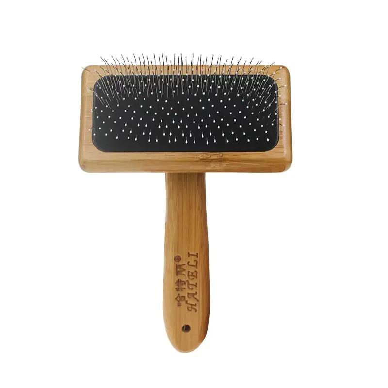 Pet Grooming Solid Wood Dog and Cat Brush, Stainless Steel Combs for Hair Knot Opening, Pet Hair Remover and Massage