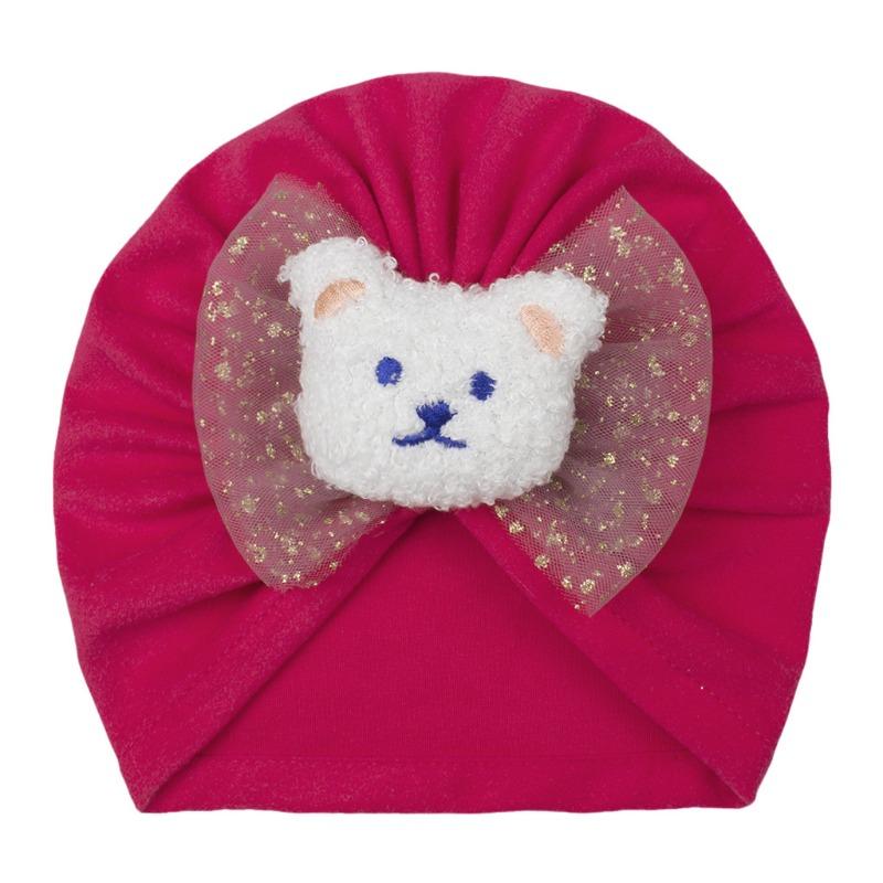 Spring boys and girls bear head hat, new bronzing bow cute pullover hat, baby tire hat