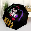 1 Guarda-chuva Kiss Band com Sistema de Abertura Automática Design Gótico - Guarda-chuva Dobrável para Homens e Mulheres