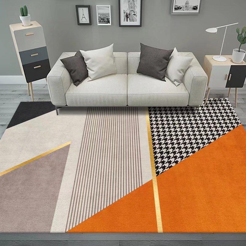 Soft Orange Living Room Carpet European Geometric Home Decoration Rug Washable Cloakroom Floor Mat Large Size Bedroom Rugs 2x3m