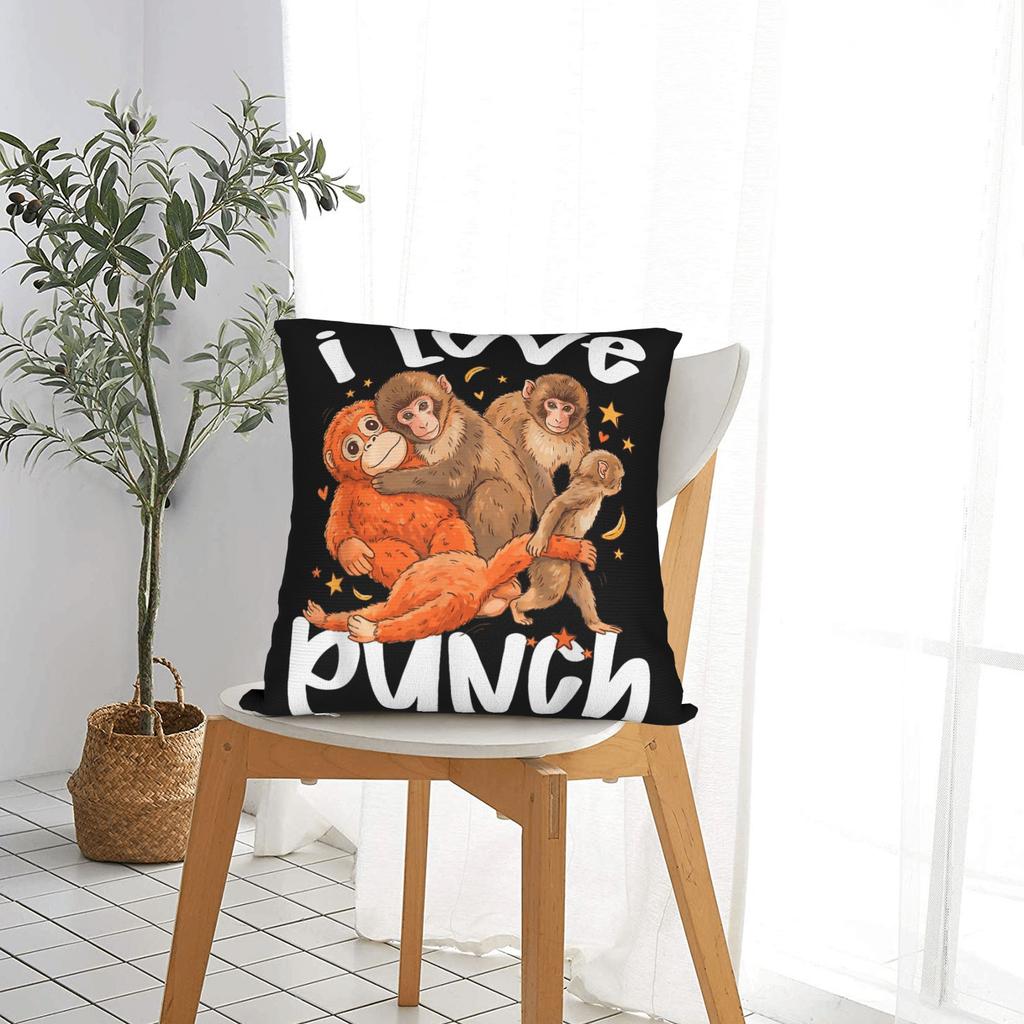 Adorable Cute Baby Monkey Punch Pillow Cover Vintage Pillow Case For Sofa Car Home Decor Graphic Pillowcases Gift Idea