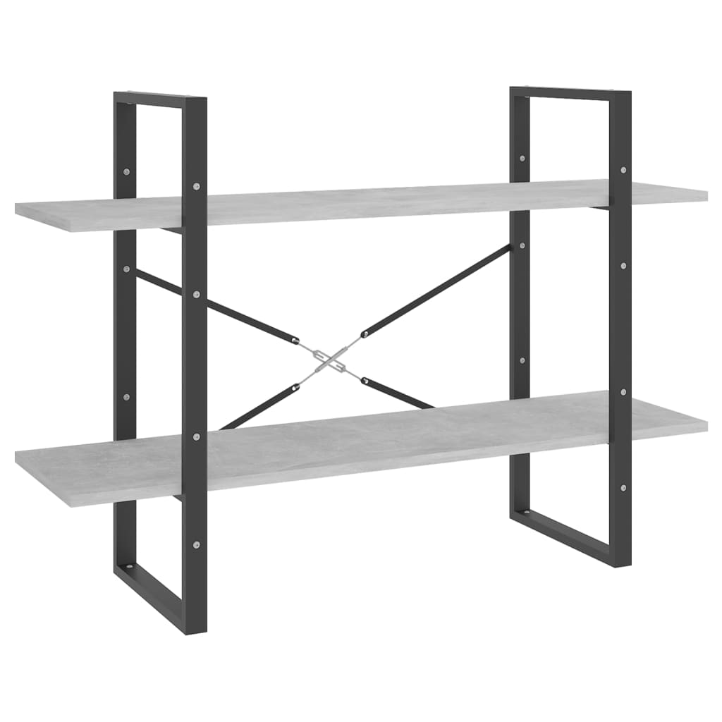 2 Tier Bookshelf Concrete Grey 100 x 30 x 70 cm Particleboard