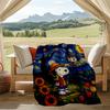 Custom Name Snoopy Flannel Fleece Blanket Cozy Warm Throw Blanket For Couch Bed Travel All Season Use