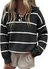 2026 Fall/Winter Women's Striped Zipper Sweater - Loose European and American Fashion Knit Pullover