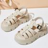 Fashion GKTINOO 6cm New Women Sandals Buckle Slides Cow Genuine Leather Summer Fashion Platform Wedge Luxury Females Comfy Ladies Shoes
