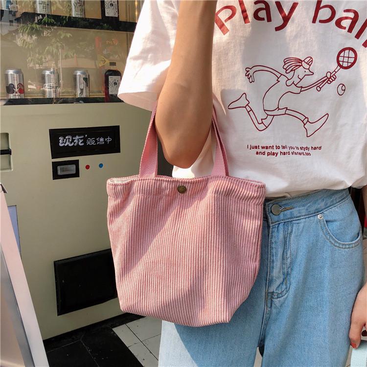 Chic Corduroy Tote Bag For Women Soft Cotton Fabric Vintage Style