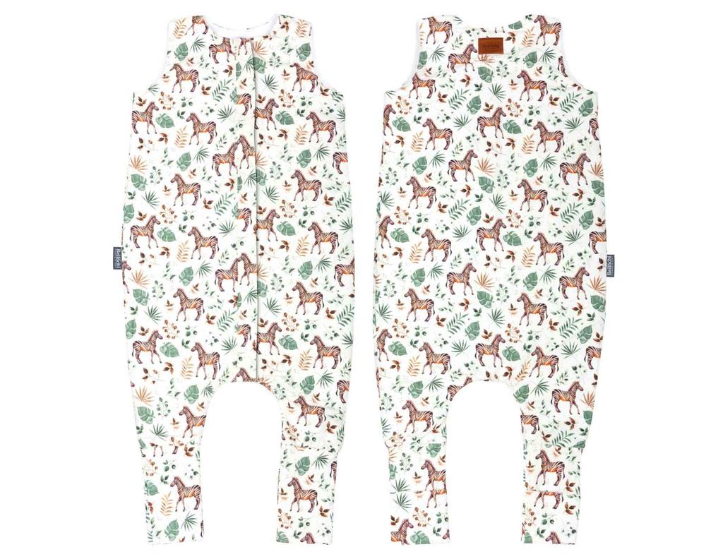 Double-sided sleeping bag with feet for kids 3-4 years old - zebra wild