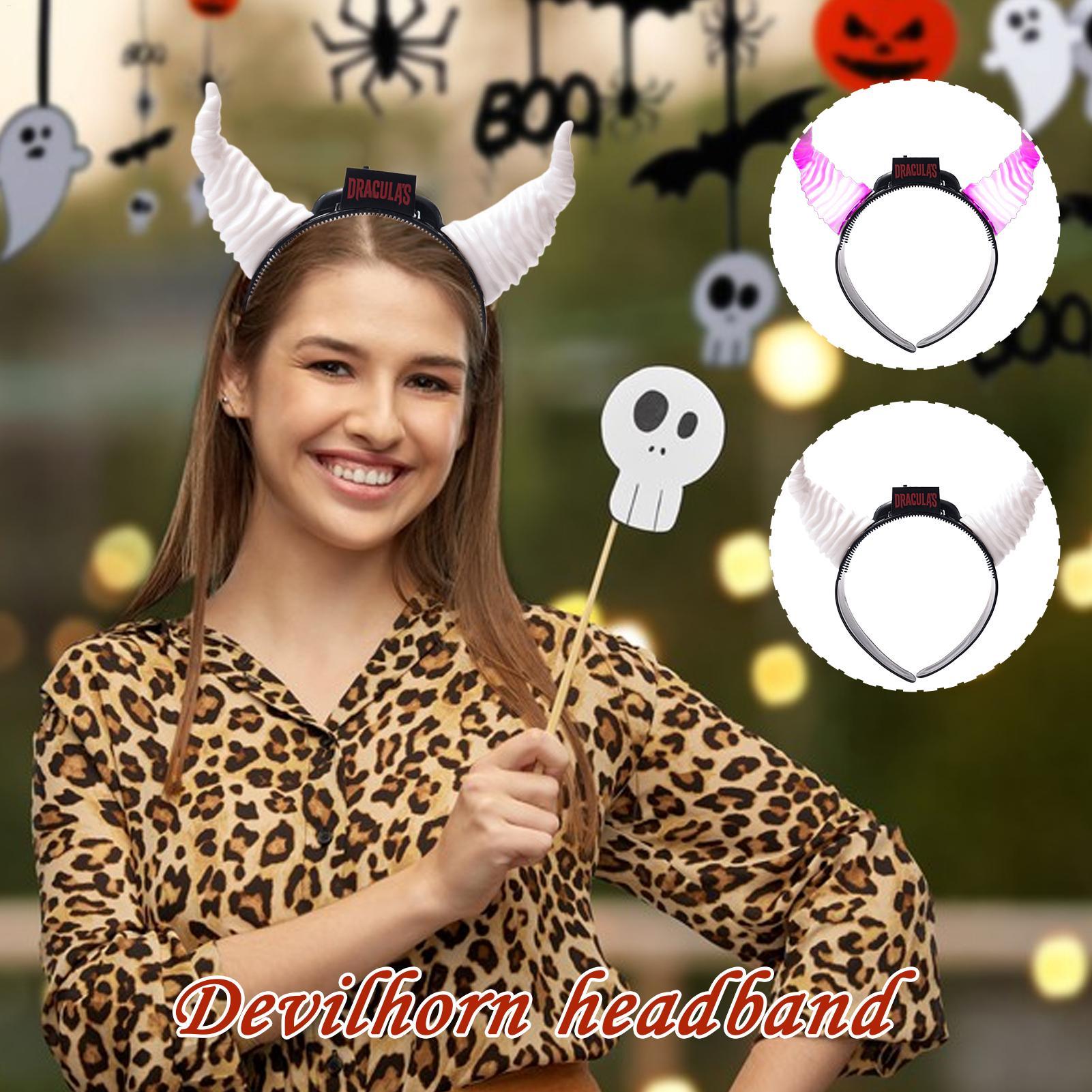 

Costume Horns Headband Halloween Headdress With LED Lights Adjustable Headdress For Girls Men Women Kids Teens Dancers Event CHINA