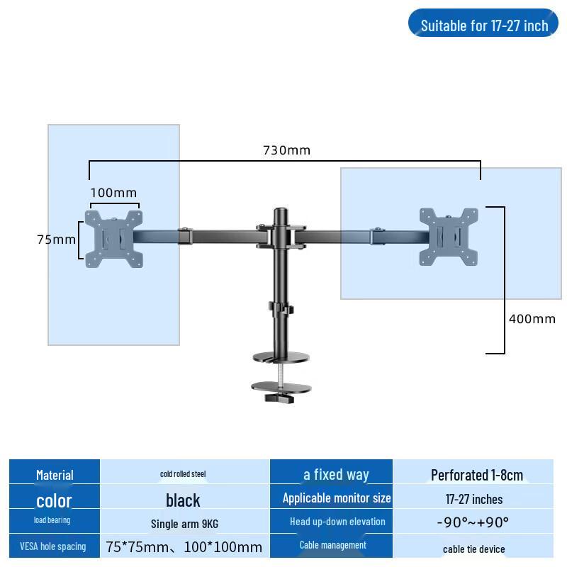 Aokewen Dual Monitor Grommet Mount Stand with 40cm Pole