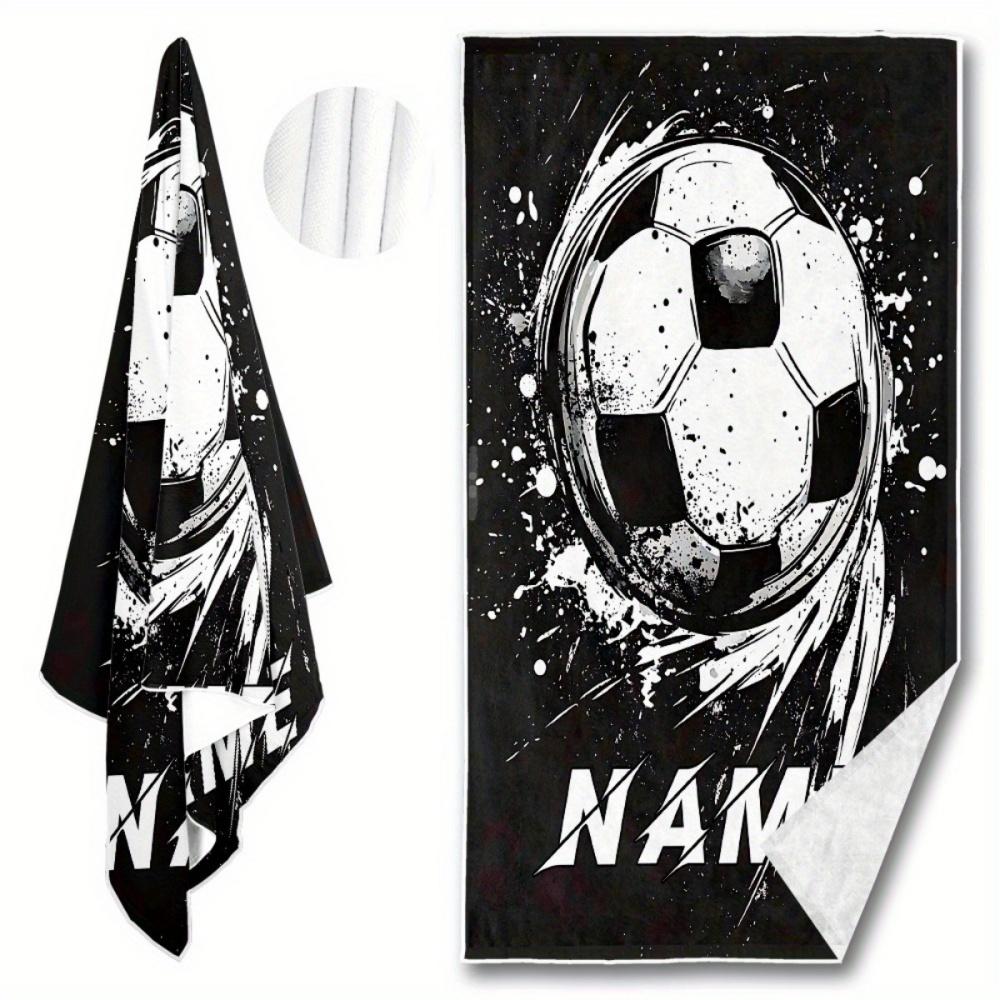 Custom Name Black And White Style Football Beach Towel - Soft,Ultra-Absorbent Microfiber, Lightweight, Perfect For Beach,Parties