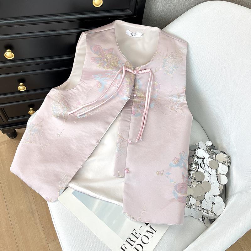 Bronzing Jacquard Vest New Retro High-end Gentle Temperament Stacked Top