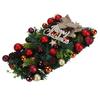 Xmas Swag Creative Artificial Spruce Xmas Teardrop Wreath with Pine Cones Balls Bow for Door Window Display Arrangement