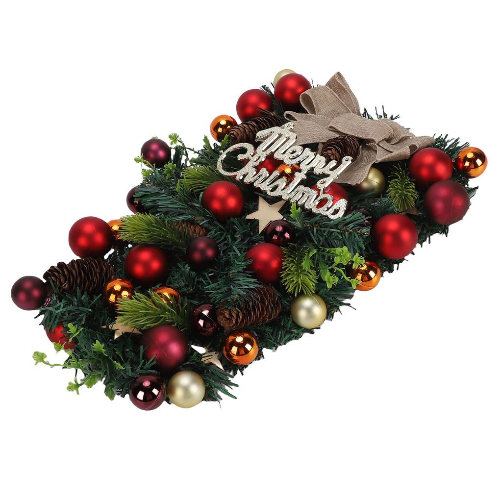 Xmas Swag Creative Artificial Spruce Xmas Teardrop Wreath with Pine Cones Balls Bow for Door Window Display Arrangement
