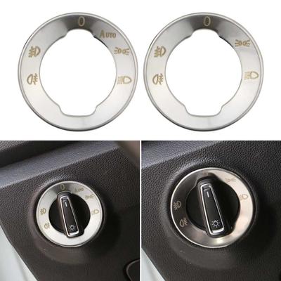 Autocollant de garniture de couvercle de commutateur de réglage de phare intérieur de voiture en acier inoxydable, accessoires pour Volkswagen VW T-ROC T ROC 2018 – 2022