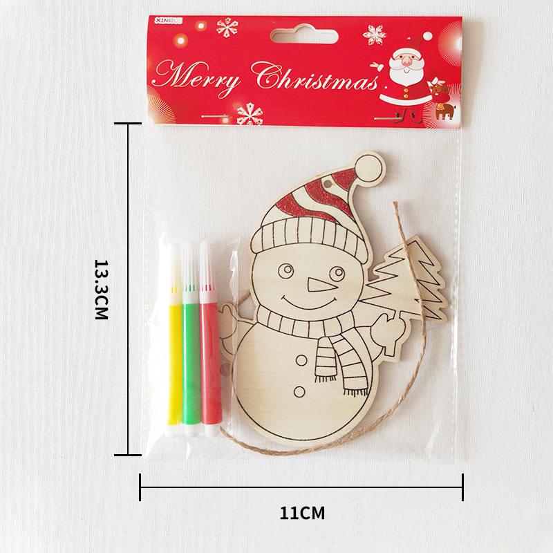 Christmas DIY Cartoon Wooden Easel: Creative Colorful Doodle Board Hanging Decoration