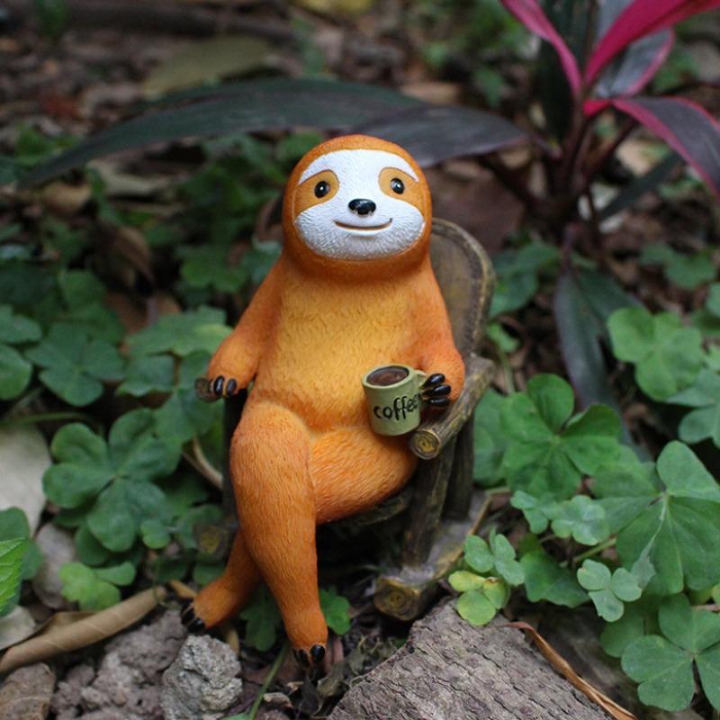 Rocking Chair Sloth Figurines, Creative Resin Garden Outdoor Decoration, Garden Craft Landscape Animal Statues