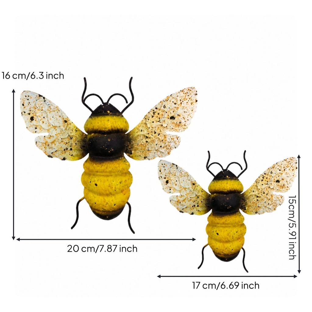 2 Pieces Honeybee Wall Decor 3D Bee Handcrafted for Patio, Fence
