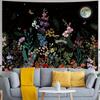 Generleo Floral Plants Tapestry Galaxy Moon Tapestries Vintage Boho Flower Butterfly Tapestries Black Starry Sky Nature Landscape Tapestry Wall