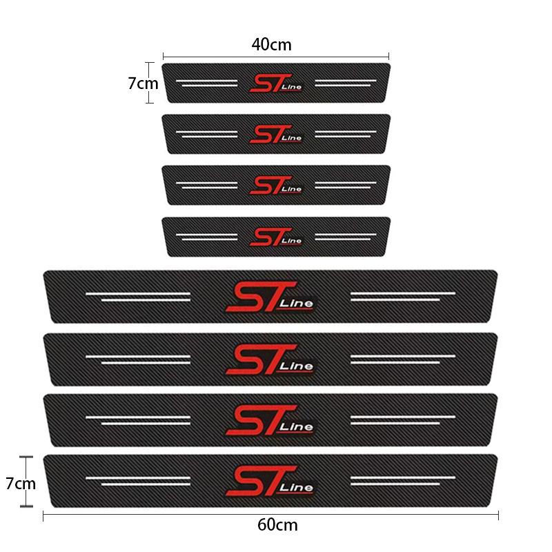 Carbon Fiber Car Sticker Protector Strip Auto Door Sill Waterproof Protect Film For Ford ST Fiesta Focus Edition Car KUGA Mondeo