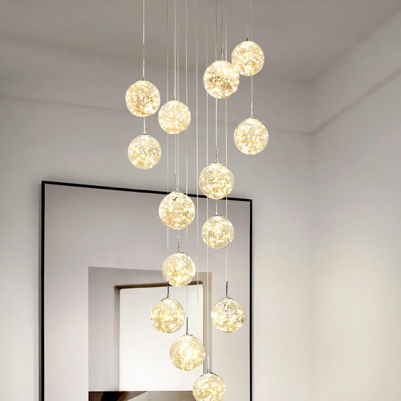 Modern Chandelier Living Room Villa Dining Room Kitchen Chandelier Crystal Ball Stair Ceiling Light