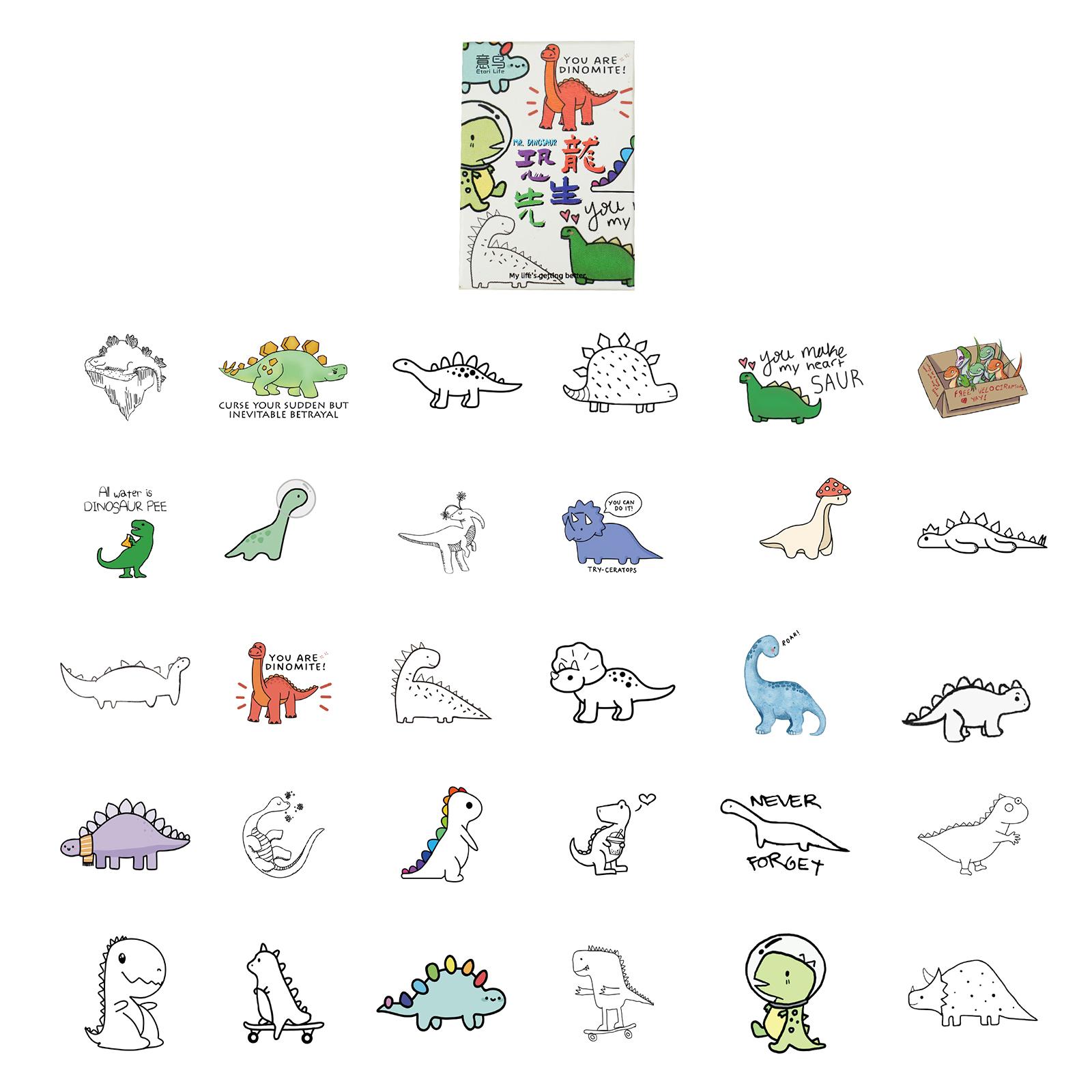 

30 шт., набор наклеек с милыми мультяшными динозаврами, мини-украшение, клей для альбома, дневника, детский подарок