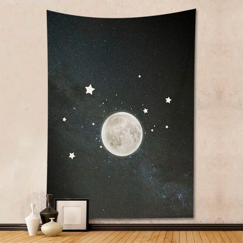 Tapestry beautiful starry sky moon room decoration home life wall hanging background cloth