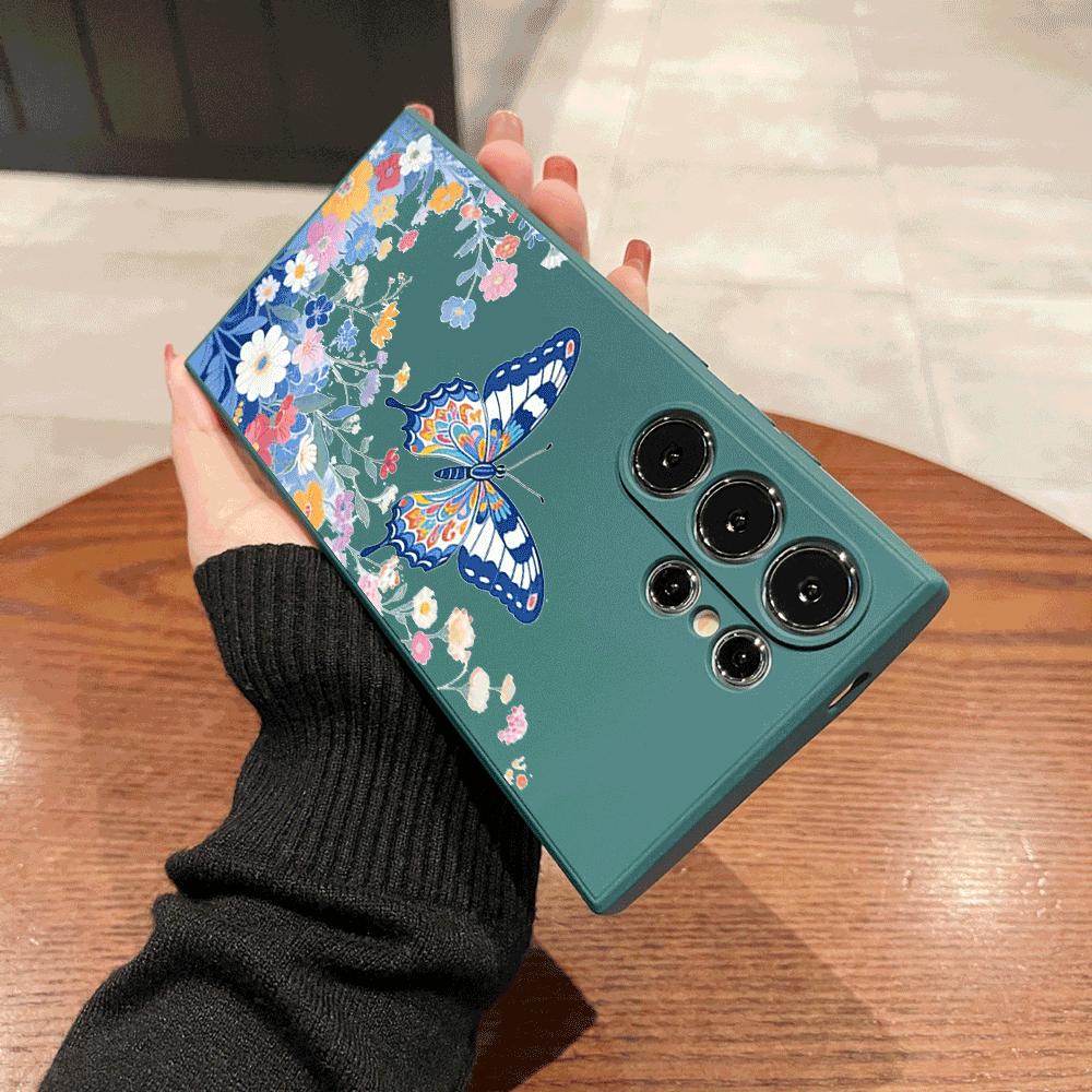 Colorful Butterfly Flower Field Phone Case for Samsung Galaxy S25 S24 Ultra S23 S22 S21 S20 FE Plus Soft TPU Protection Cover