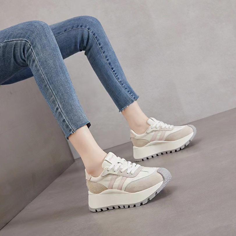 European Platform Fashion Dad Shoes Women's 2025 Spring New Silver Casual Sports Waffle Small Waist Forrest Gump Shoes