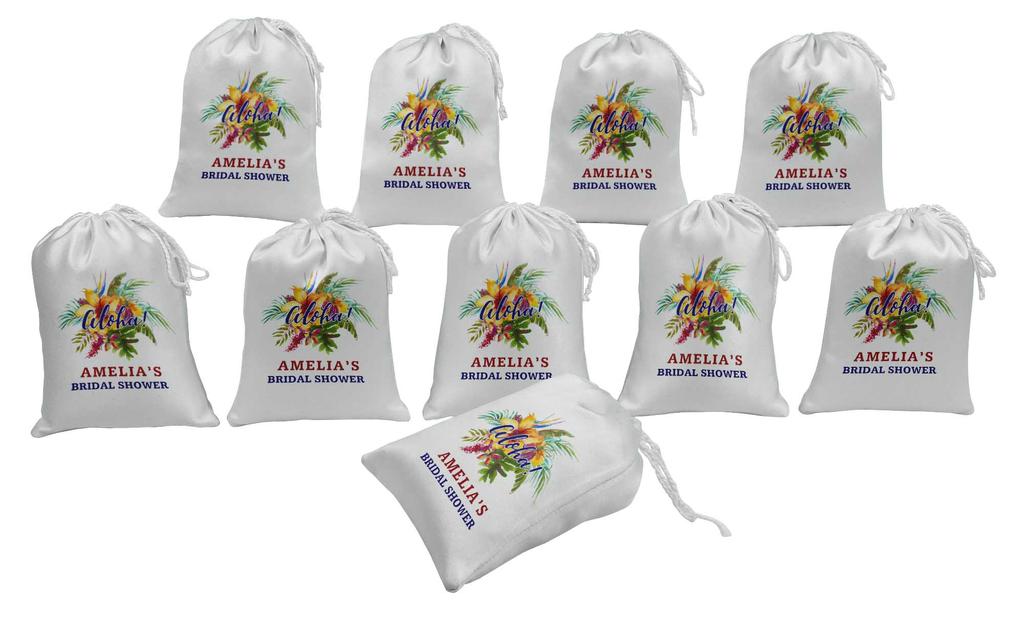 Uroczy Pamiątkowy Biały Kwiatowy i Liściasty Wieczór Panieński Niestandardowe Artykuły Imprezowe Torebki na Upominki Saszetki ze Sznurkiem 15