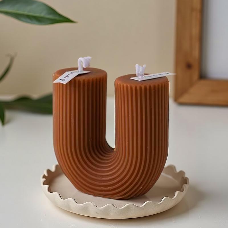 U Shaped Candle Scented Candles Ribbed Aesthetic Home Decorative Candles Smokeless Personalized Candles Guest Gift Lot
