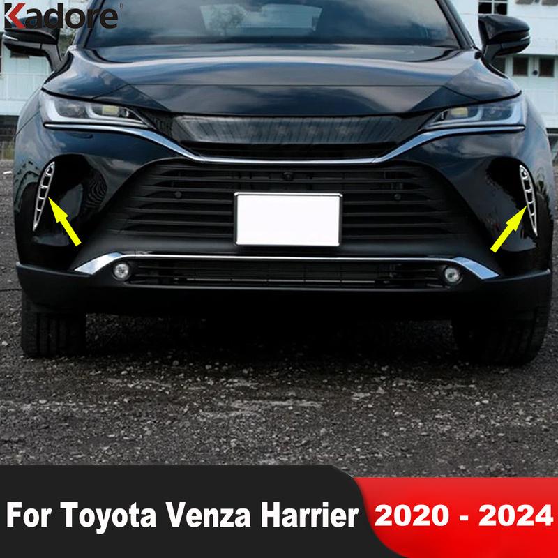 Car Front Fog Light Lamp Cover Trim For Toyota Venza Harrier - 2024 Chrome Foglight Eyebrow Eyelid Trims Accessories