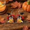 Comfortable Lightweight Dog Jewelry Witch Hat Puppy Earrings, Cute Pumpkin Drop Novelty Halloween Party Earrings Acrylic Jewelry, Accessories