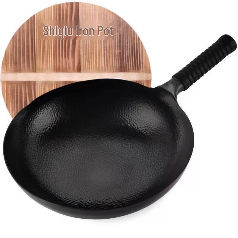 

32cm Wrought Iron Non-stick Wok with Lid