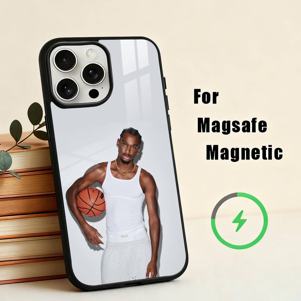 SGA B-Basketball G-Guard S-Sha Phone Case For iPhone17,16,15,14,13,12,11 Plus,Pro Max Magnetic For Magsafe Wireless Charging