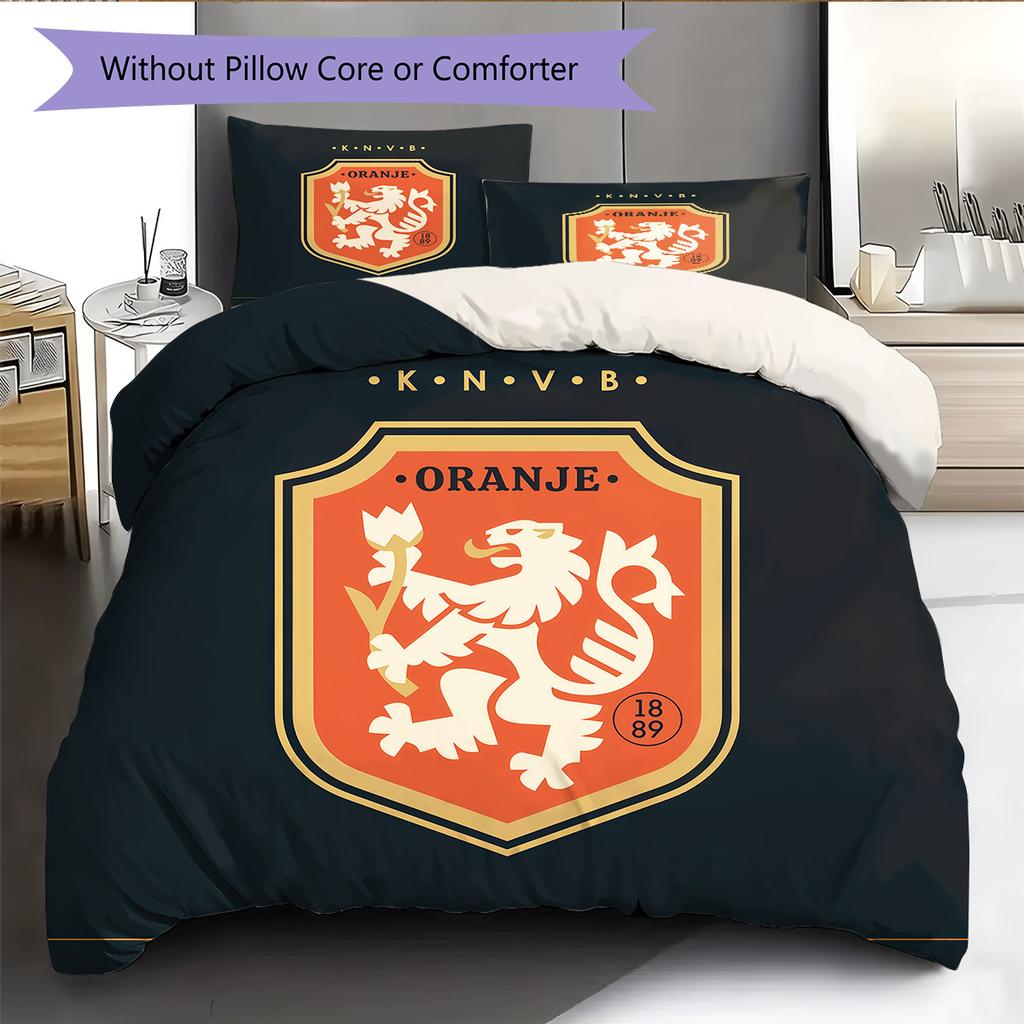 KNVB Muster Bettwäsche Bettdecke Set Heimdekoration Geschenk (1 Bettbezug + 2 Kissenbezüge (ohne Füllung))