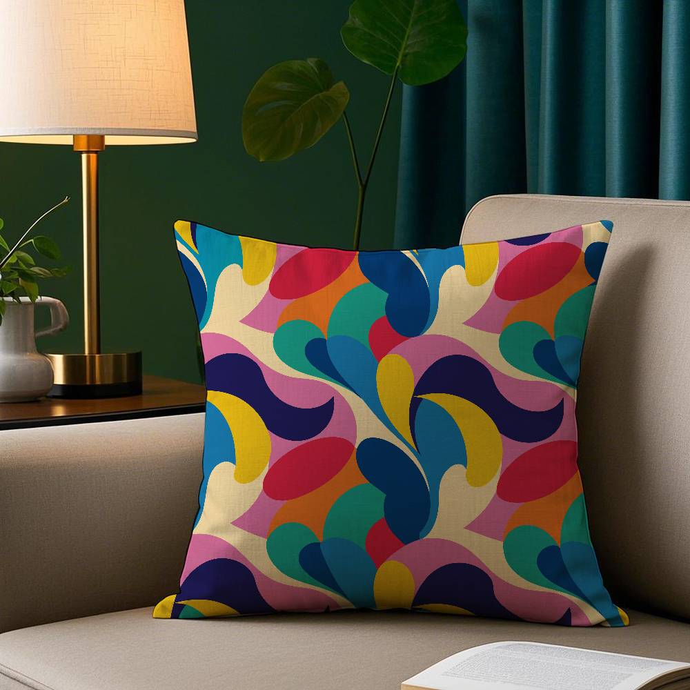 Abstract Colorful Pattern Pillow Case Plush Fabric Soft Pillowcase Double Sided Print Sofa Cushion Cover Throw
