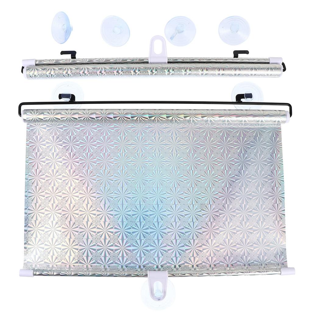 POPETPOP Car Windshield Roller Window Glass Blind Suction Cup Automatic Perfect for Car 2 Panels Sunshade, Sunshade, Shade, Shade, Shade, Visor,