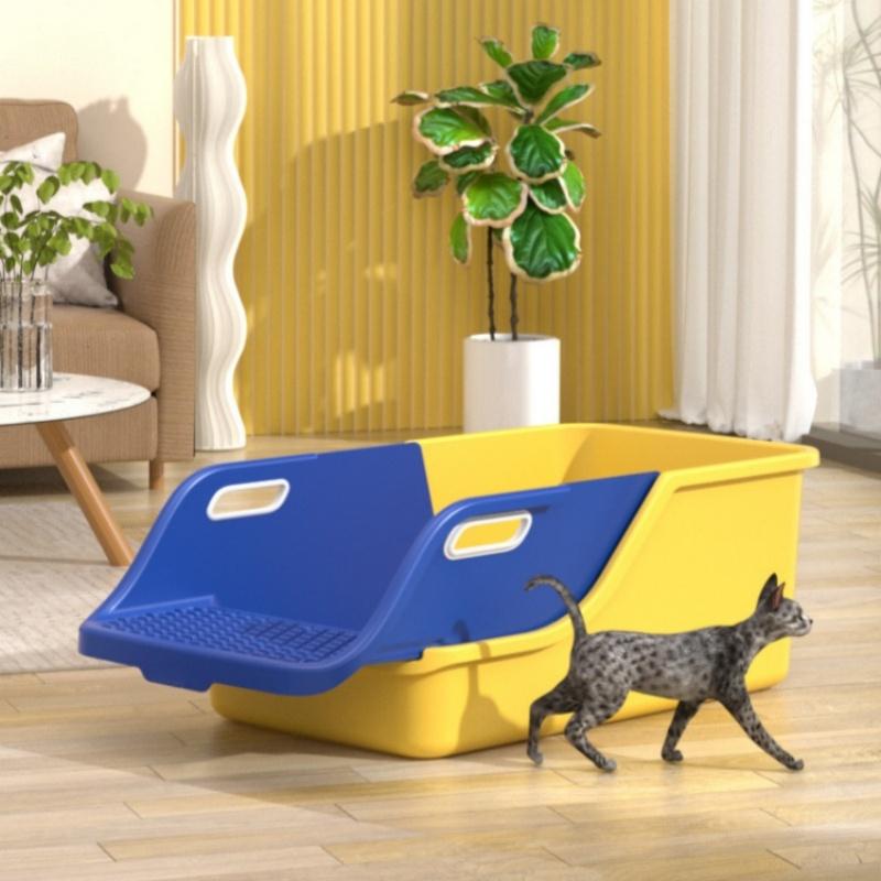Litter Box Open And Easy To Clean Semi-Closed Extra Large Sloth Litter Box Spatter-Proof Pet Cat Potty