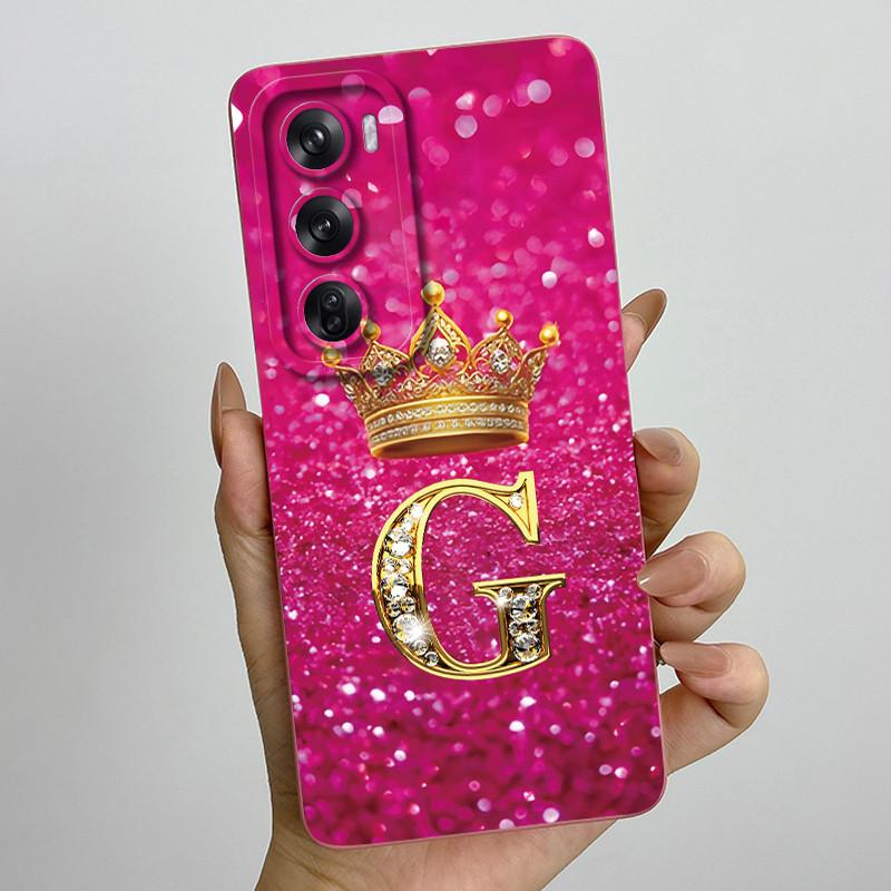 For OPPO Reno 12 Pro 5G Case Crown Letters Liquid Silicone Phone Cover For OPPO Reno12 Reno 12 12Pro Coque CPH2625 CPH2629 Funda
