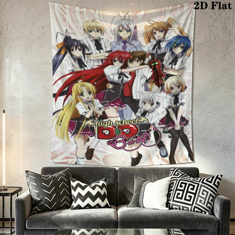 High School DxD Wall Tapestry Aesthetic Wall Hanging Printed Fabric Blanket Decorative Tapestries for Bedroom Living Room Home Decor