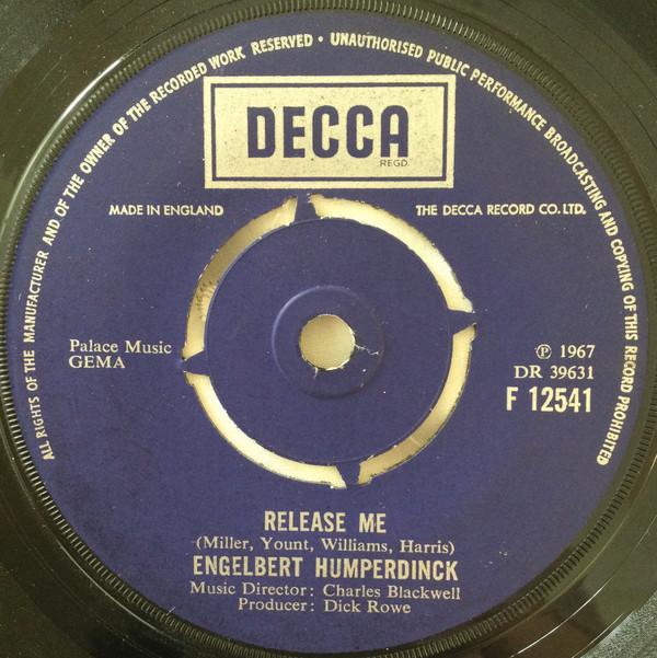 

7inch Record ENGELBERT HUMPERDINCK Release Me F12541 Decca 1967 UK Pop Used