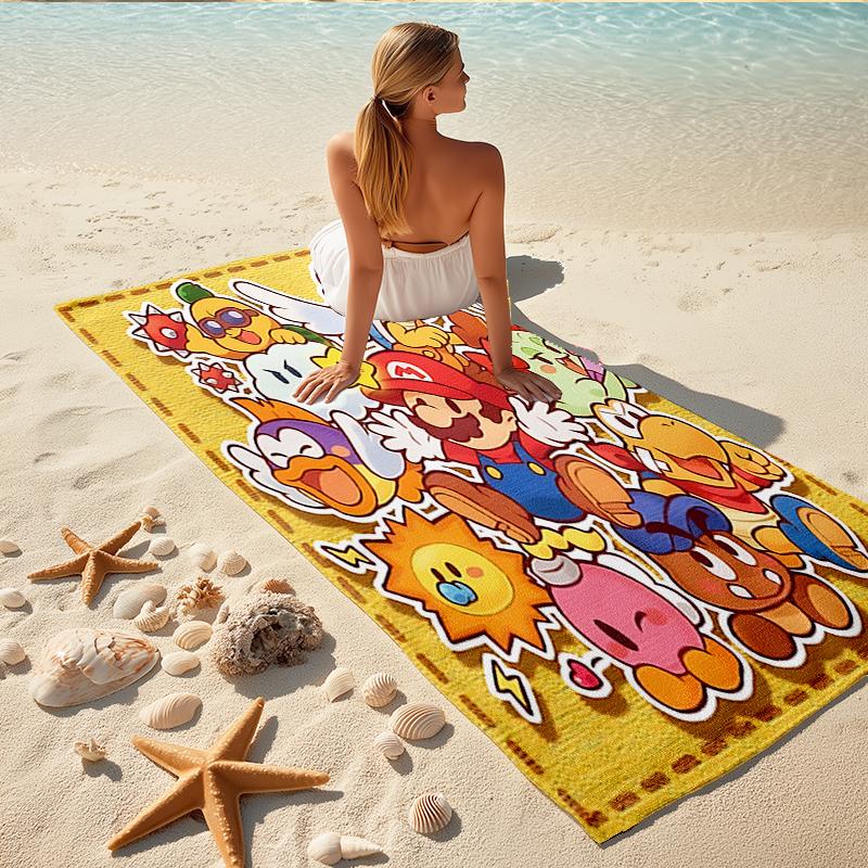 1Pc Super Mario Adventure Beach Towel, Quick Dry, Multi-Use for Beach Pool Gym Yoga Home Travel, Christmas, Halloween, Xmas Gift M929288