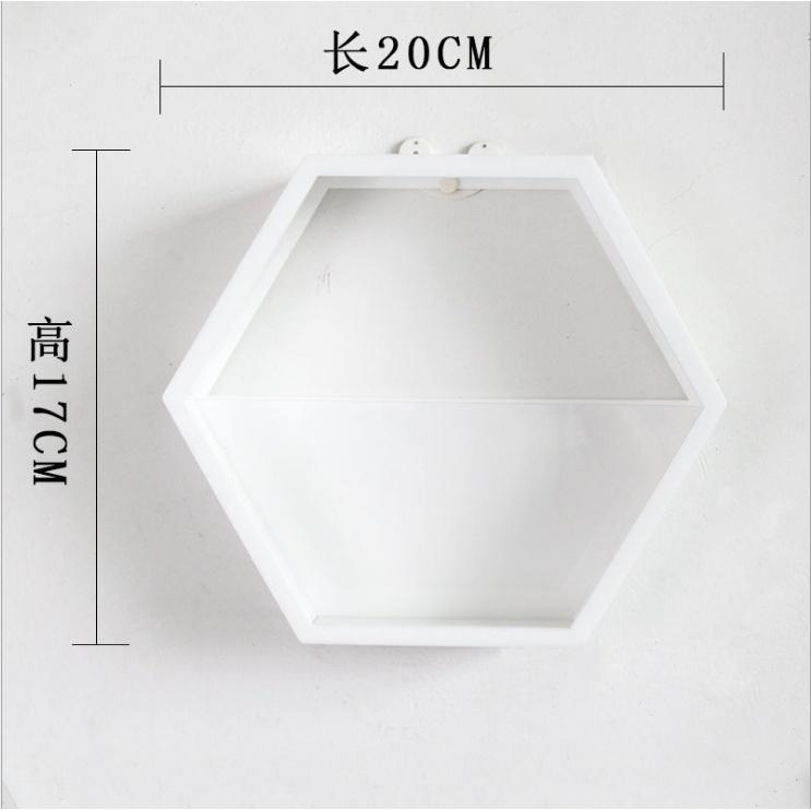 Decor Lemn Stil Nordic Montat pe Perete Cadru Hexagonal Flori Cărți Jucării Ghiveci Raft de Depozitare Suport Expunere Figurine Artizanat Rafturi