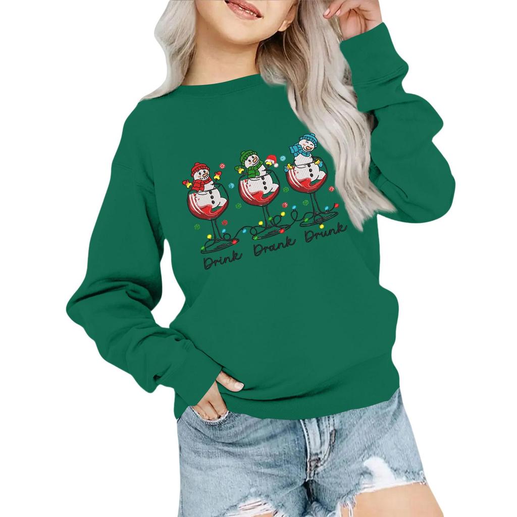 Dětská móda Volný střih Ležérní Dlouhý rukáv Vánoční potisk Nadměrná Mikina s kulatým výstřihem